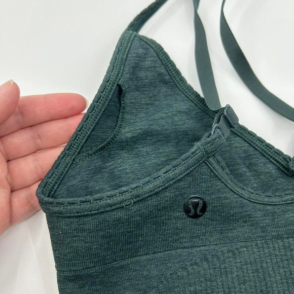 Lululemon Sports Bra Green Ebb to Street Cross back Straps Heathered Fuel Green - Picture 5 of 8